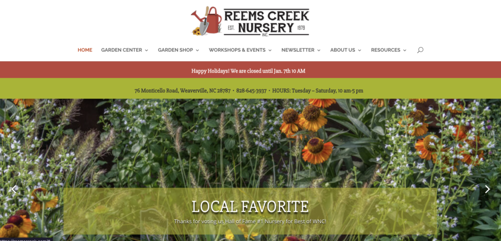 Reems Creek Nursery Website